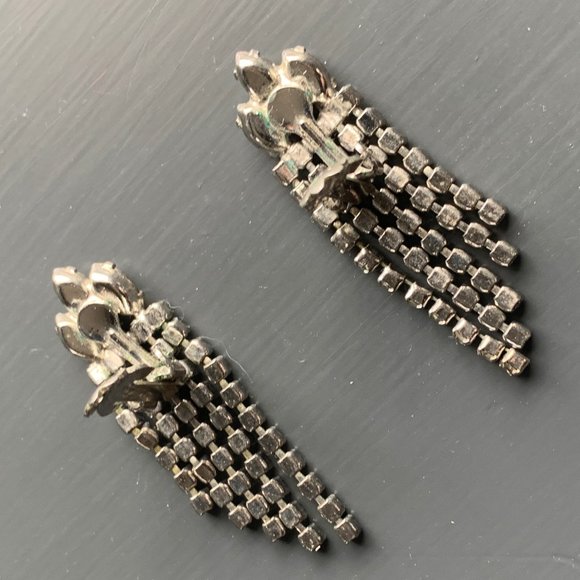 Vintage Faux Diamond Earrings - Picture 2 of 3